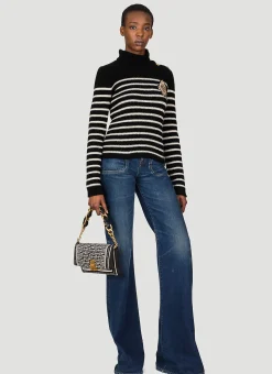 3 Button High Neck Stripe Sweater>Balmain Best