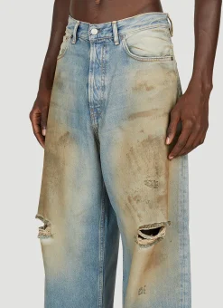 Men Acne Studios Jeans^1989 Distressed Wide Leg Jeans