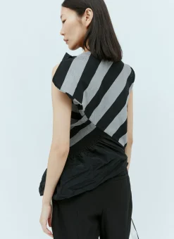 Asymmetric Striped Top>Issey Miyake Sale