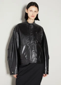 Band Collar Leather Jacket></noscript>Helmut Lang Clearance