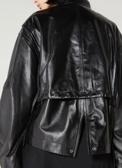 Band Collar Leather Jacket></noscript>Helmut Lang Clearance