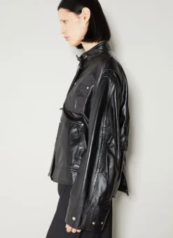 Band Collar Leather Jacket></noscript>Helmut Lang Clearance