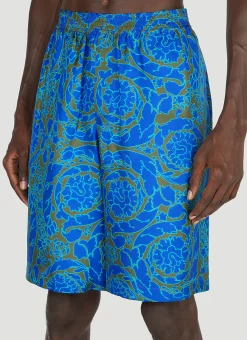 Men Versace Shorts^Baroque Silk Shorts