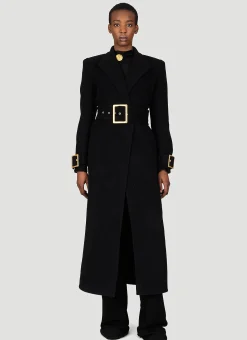 Belted Double-Breasted Wool Long Coat>Balmain Hot