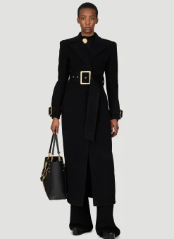 Belted Double-Breasted Wool Long Coat>Balmain Hot
