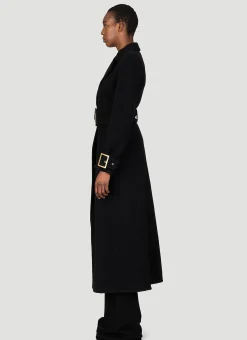 Belted Double-Breasted Wool Long Coat><noscript><img width=