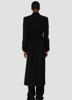 Belted Double-Breasted Wool Long Coat><noscript><img width=