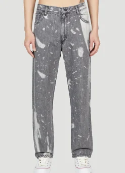 Men LN-CC x Non Jeans^Bleached Relaxed Jeans