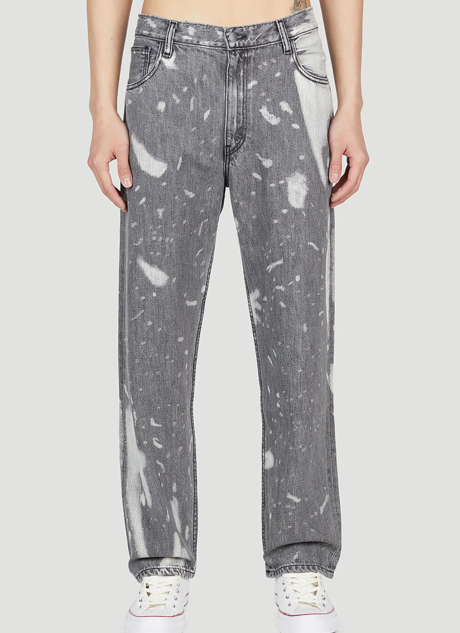 Men LN-CC x Non Jeans^Bleached Relaxed Jeans