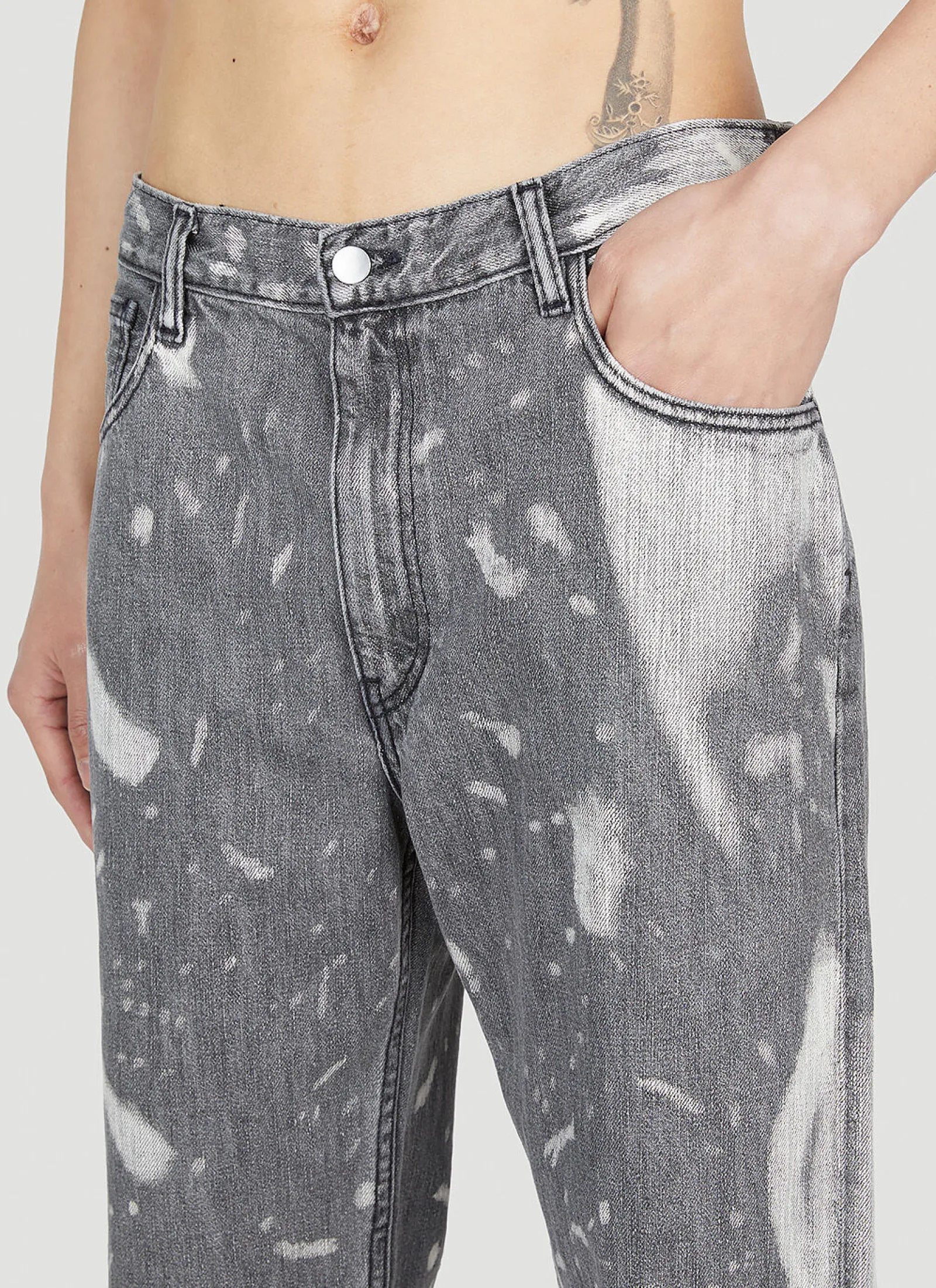 Men LN-CC x Non Jeans^Bleached Relaxed Jeans