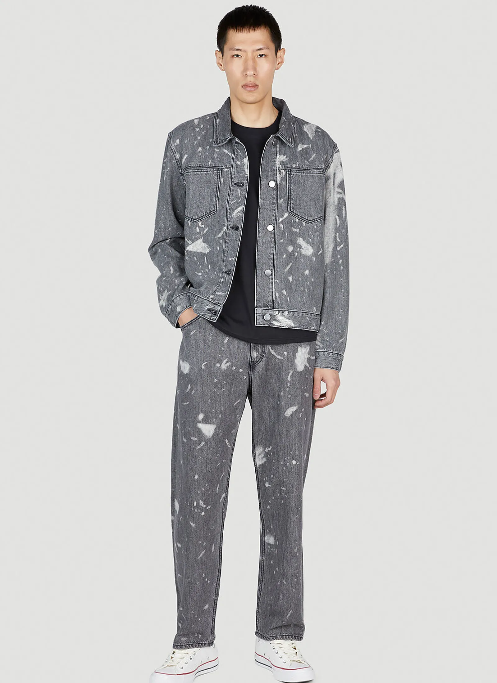 Men LN-CC x Non Jeans^Bleached Relaxed Jeans