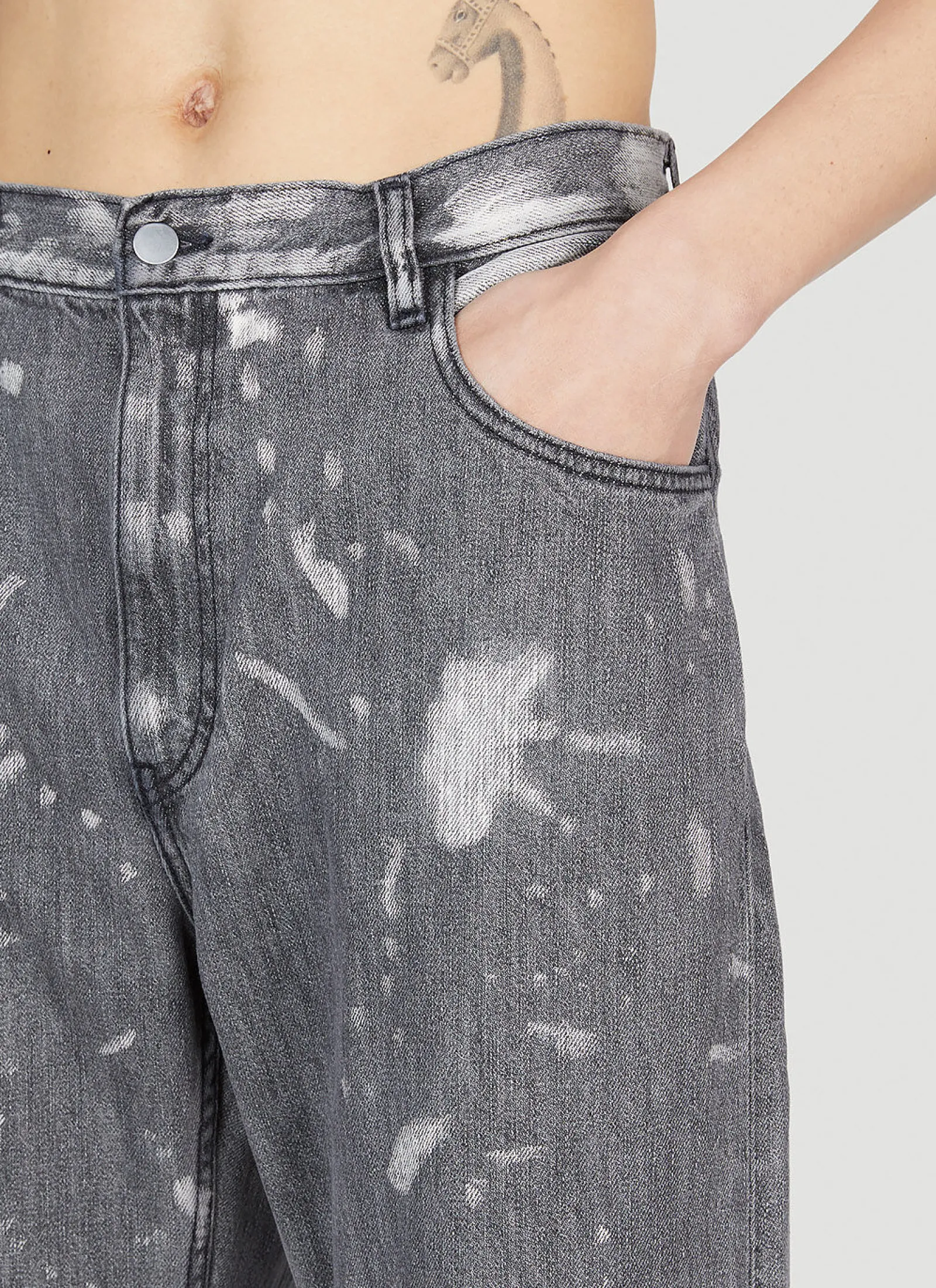 Men LN-CC x Non Jeans^Bleached Relaxed Jeans