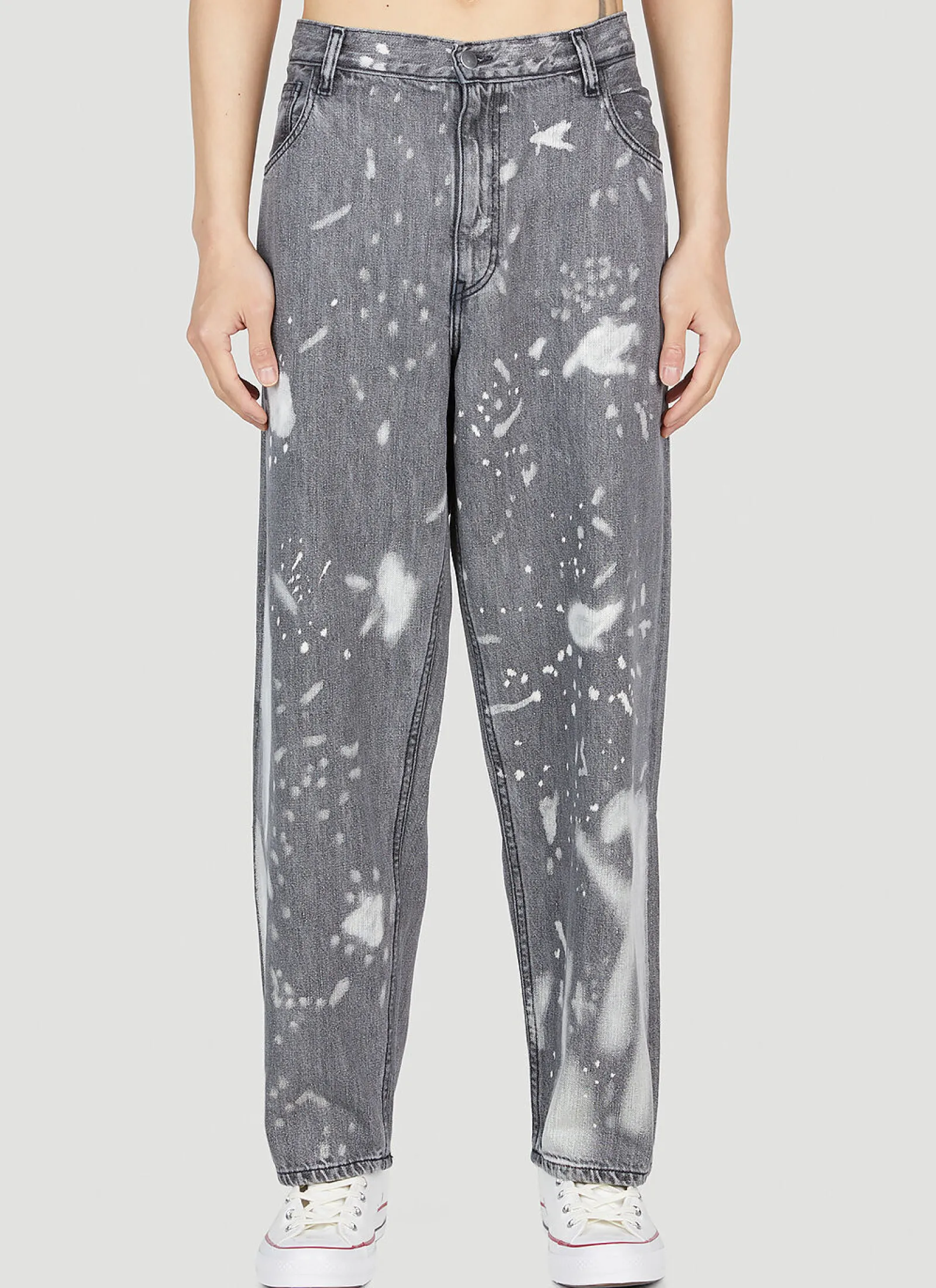 Men LN-CC x Non Jeans^Bleached Wide Jeans