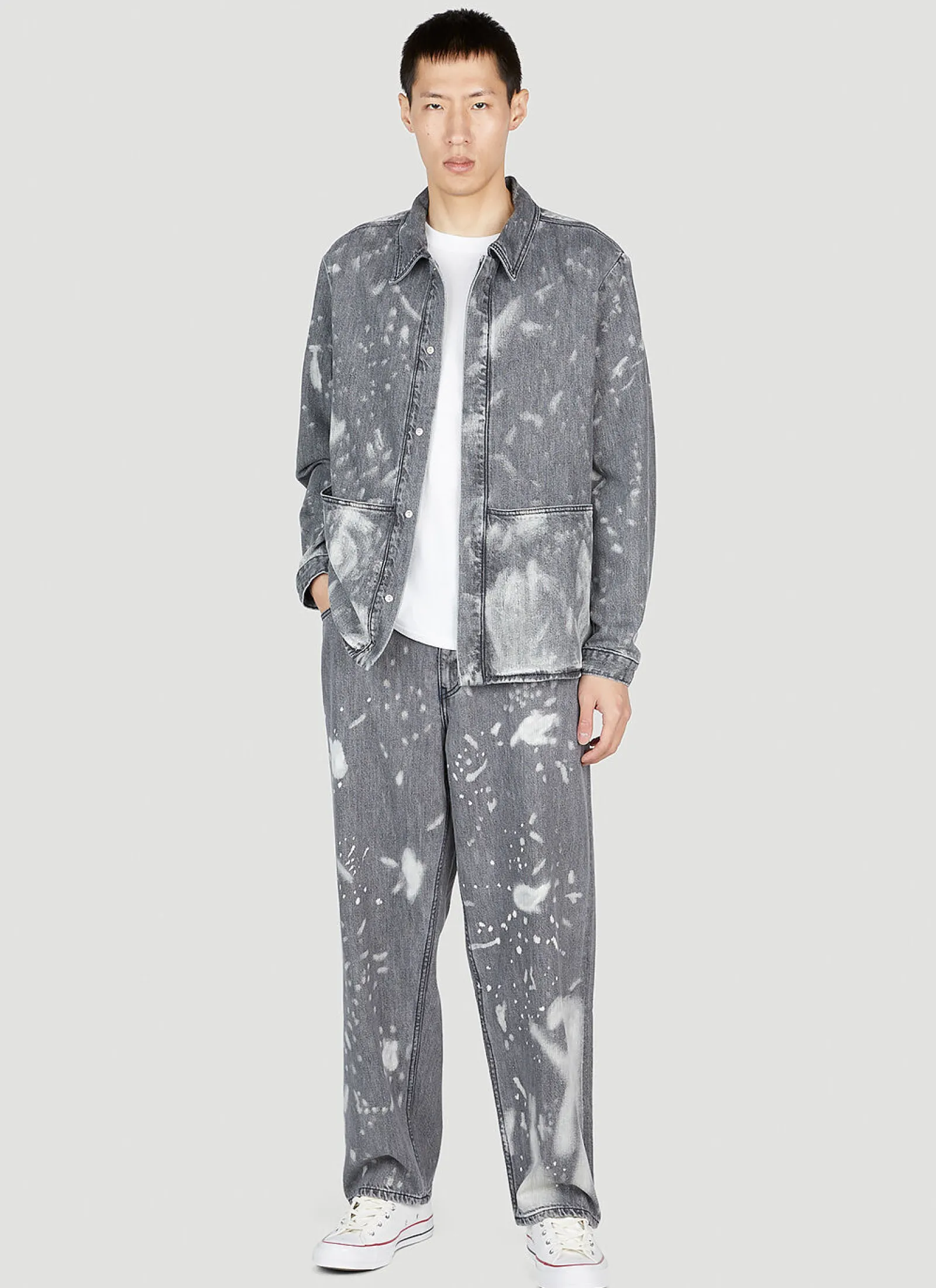 Men LN-CC x Non Jeans^Bleached Wide Jeans