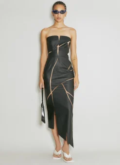 Broken Faux Leather Dress>DI PETSA Discount