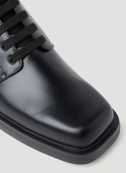 Men Prada Lace Ups^Brushed Leather Derby Shoes