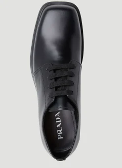 Men Prada Lace Ups^Brushed Leather Derby Shoes