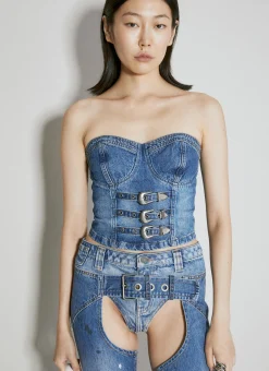 Buckle Denim Bustier>Guess USA Clearance
