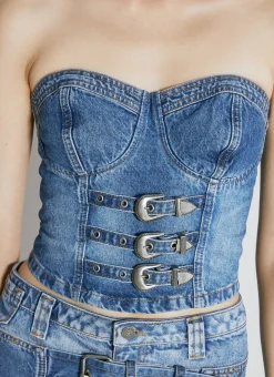 Buckle Denim Bustier>Guess USA Clearance