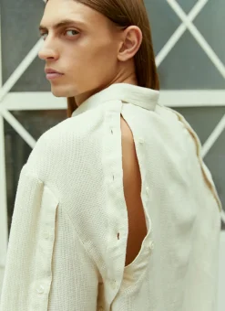 Men Eckhaus Latta Shirts^Button Down Linen Shirt