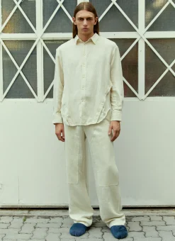 Men Eckhaus Latta Shirts^Button Down Linen Shirt