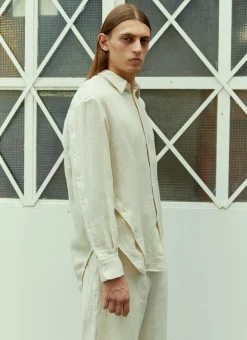 Men Eckhaus Latta Shirts^Button Down Linen Shirt