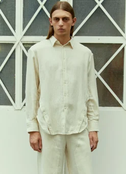 Men Eckhaus Latta Shirts^Button Down Linen Shirt