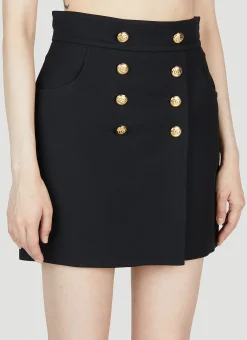 Button Front Mini Skirt><noscript><img width=
