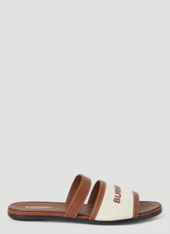 Canvas And Leather Slides>Burberry Sale