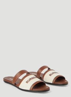 Canvas And Leather Slides>Burberry Sale