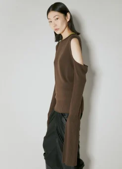 Cape Sleeve Knit Sweater><noscript><img width=
