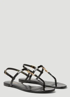 Cassandra Monogram Plaque Sandals>Saint Laurent Discount