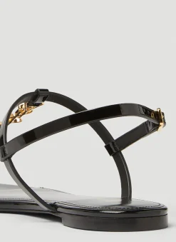 Cassandra Monogram Plaque Sandals><noscript><img width=