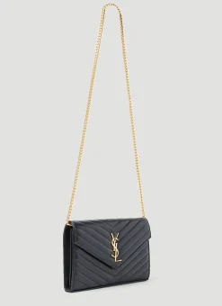 Men Saint Laurent Wallets & Cardholders^Cassandre Matelasse Chain Leather Wallet