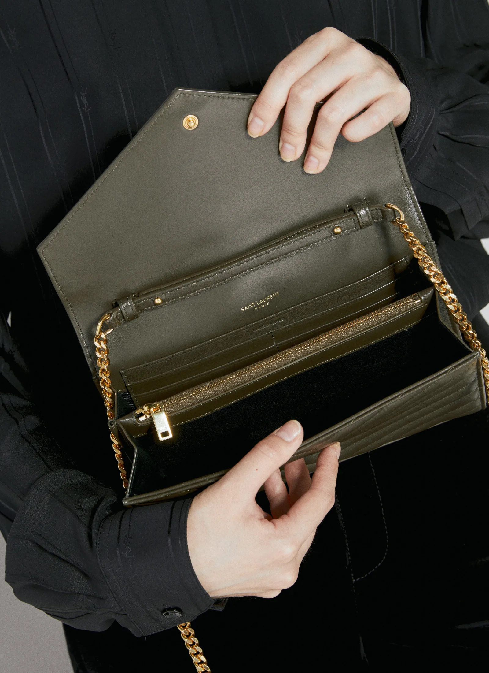 Men Saint Laurent Wallets & Cardholders^Cassandre Matelasse Chain Wallet