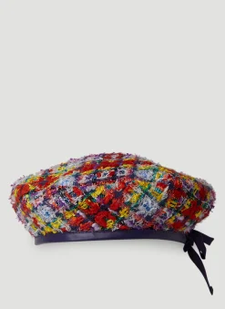 Men Gucci Hats^Check Lame Tweed Beret