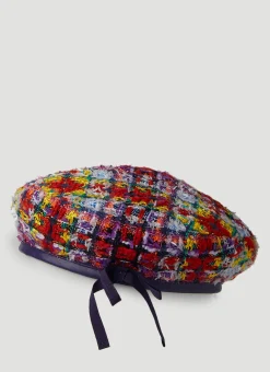 Men Gucci Hats^Check Lame Tweed Beret