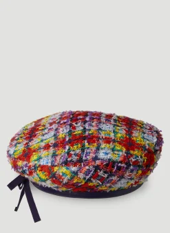 Men Gucci Hats^Check Lame Tweed Beret