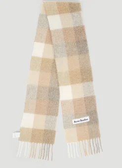 Men Acne Studios Scarves^Check Logo Patch Scarf
