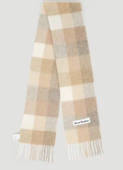 Men Acne Studios Scarves^Check Logo Patch Scarf