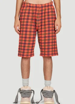 Men ERL Shorts^Check Print Fleece-Jersey Bermuda Shorts