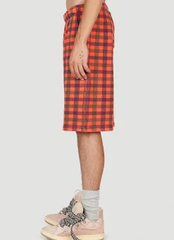 Men ERL Shorts^Check Print Fleece-Jersey Bermuda Shorts