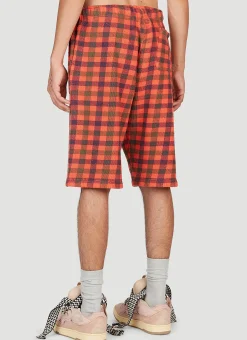 Men ERL Shorts^Check Print Fleece-Jersey Bermuda Shorts