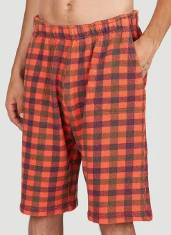 Men ERL Shorts^Check Print Fleece-Jersey Bermuda Shorts