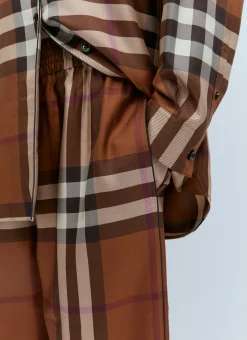 Check Silk Wide Leg Pants></noscript>Burberry Outlet