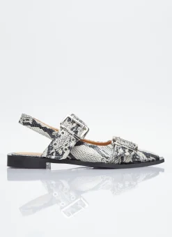 Chunky Buckle Ballerina Flats>GANNI