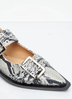 Chunky Buckle Ballerina Flats>GANNI
