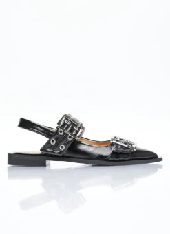 Chunky Buckle Ballerina Flats>GANNI Sale