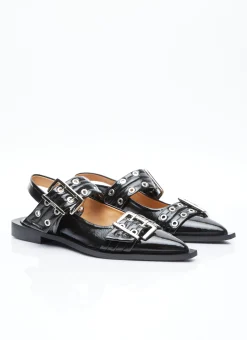 Chunky Buckle Ballerina Flats>GANNI Sale