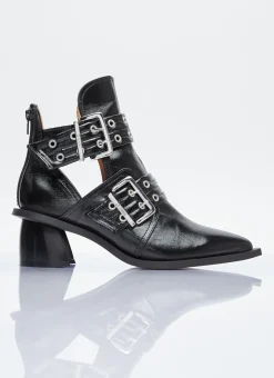 Chunky Buckle Open Cut Boots>GANNI New